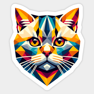 Colorful Geometric British Shorthair: Chic Feline Art Sticker